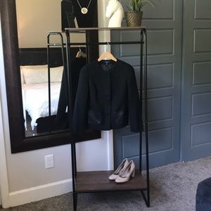 Talbots black blazer size 8 petite leather pockets